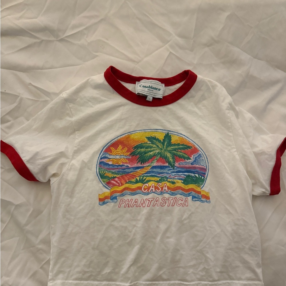 Casablanca White and Red Graphic Tee